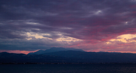 Corinth, Greece pink sunset