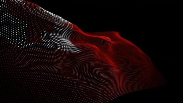 Seamless looping animated digital flag of Tonga overlay rendered of points in 4K resolution including luma matte