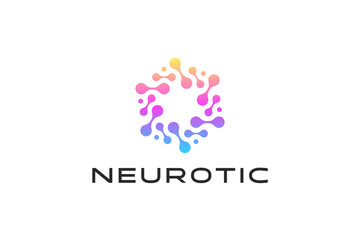 Fototapeta na wymiar Science Neuron Science Bio Technology Modern Logo Concept. Abstract Molecule, Atom and Cells Biology Illustration. Business Innovation Laboratory Branding.