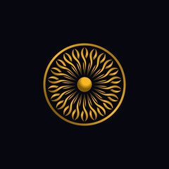 Sun as a logo design. Illustration of the sun as a logo design and decoration on a black background. - 532240492