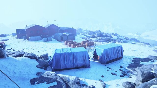 Russian research and polar expedition base buildings in Arctic