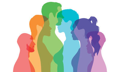 The concept of education and training is shown in a flat cartoon of multicultural college students preparing for a successful career or job.