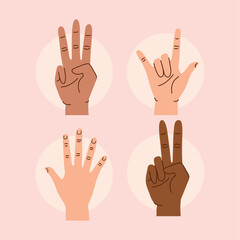 four hands human gestures