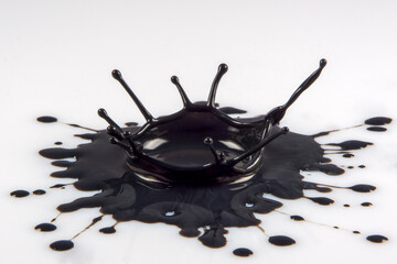 Black paint drop on a White background