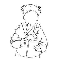 little girl with autumn leaves