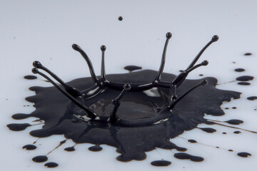 Black paint drop on a White background