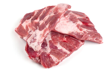 Raw pork ribs, isolated on white background. High resolution image.