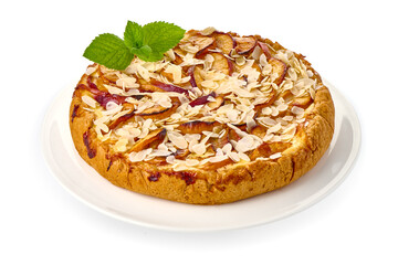Apple pie, isolated on white background.