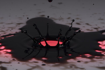 Black paint drop on a White background