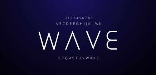 Wave Abstract digital modern alphabet fonts. Typography technology electronic dance music future creative font. vector illustraion 