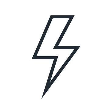 Lightning Icon Isolated On White Background Line Style For Wireless Charging, Electricity Power Symbol, Thunder Logo, High Voltage Sign, Poster, T Shirt. Flash Light Sign Vector 10 Eps