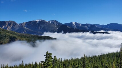 Clouds pouring into a valley, Rocky Mountain National Park, Colorado