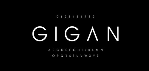 Gigan minimal modern alphabet fonts for logo. Typography technology electronic digital music future creative font. vector illustration