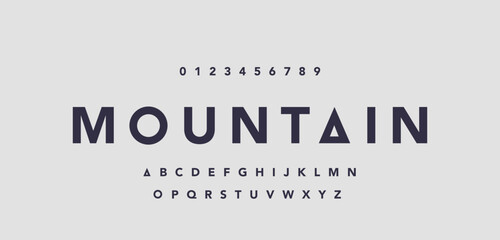 Mountain minimal modern alphabet fonts for logo. Typography technology future creative font. vector illustration