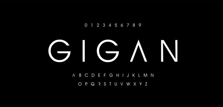 Gigan minimal modern alphabet fonts for logo. Typography technology electronic digital music future creative font. vector illustration
