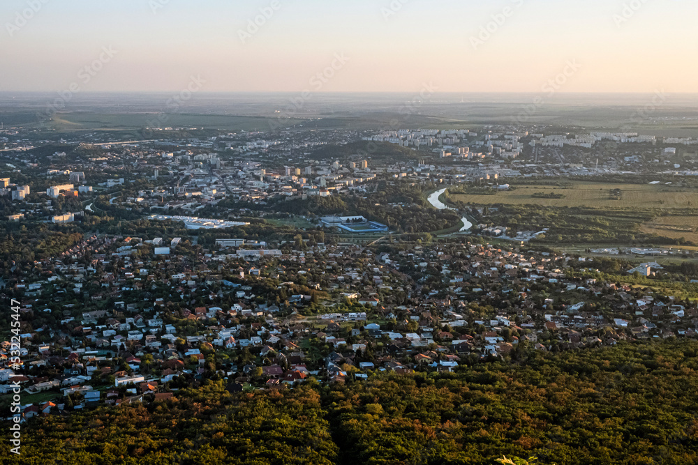 Wall mural Nitra town from Zobor hill, Slovakia, evening scene