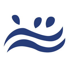 Blue abstract symbol. Colourful icon logo on white background.