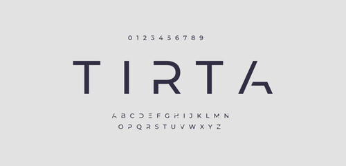 Tirta Abstract minimal modern alphabet fonts for logo. Typography technology electronic digital music future creative font. vector illustration