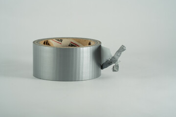 gray steel tape isolated on white background