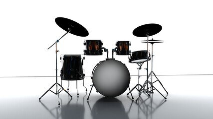 Obraz na płótnie Canvas Studio shot of a percussion drum set isolated on white background. 3d rendering.