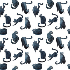 Pattern with black cats