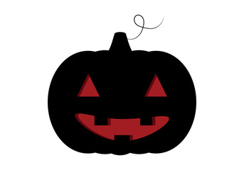Scary pumpkin for Halloween. Black pumpkin with red eyes. Vector illustration