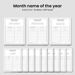 Month name of the year tracing practice sheet.Printable handwriting practice worksheet.
