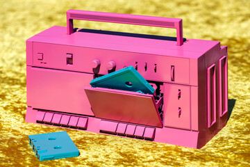 Tape recorder with film of cassette in studio