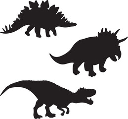 Obraz na płótnie Canvas Black dinosaur silhouettes set for kids