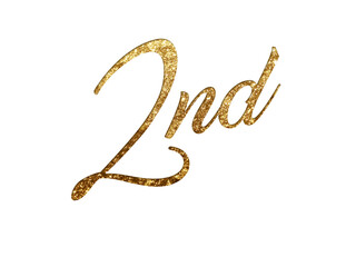 The Golden glitter isolated hand writing word second on transparent background