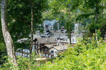 view of the village of Gressoney-Saint-Jean, Aosta Valley, Italy 