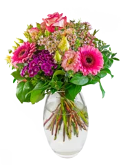 Zelfklevend Fotobehang Closeup of an isolated flower arrangement in a glass vase © manfredxy