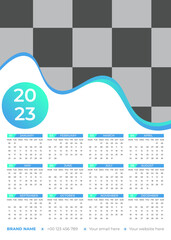  Calendar 2023 week start Sunday corporate design template vector.

