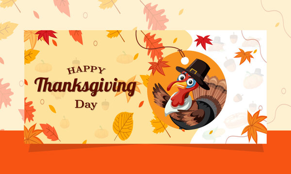 Happy thanksgiving day social media template or banner design. Suitable to use on Happy Thanksgiving day event.