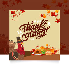 Happy thanksgiving day social media template or banner design. Suitable to use on Happy Thanksgiving day event.