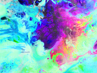 Fototapeta na wymiar Fluid ink, colorful textured background. Vibrant color. Art for design. 