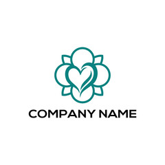 Lotus with Heart Logo icon vector Template