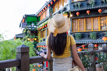 Travel woman visit Jiufen in Taiwan
