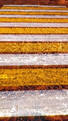 yellow and white crosswalk in winter