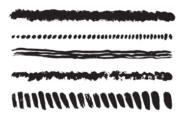 Obraz premium Lines texture. Black ink grunge paint brush strokes. Painted ink stripes, design elements. Vector illustration