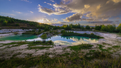 Former kaolin quarry called Maldives near Nepomysl - evening photos - Czech Republic, Europe