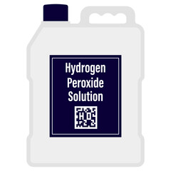 Hydrogen peroxide in a big plastic bottle with QR Code cartoon vector illustration isolated on a white background. Disinfectant liquid product
