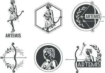 Artemis Goddess Emblems Set