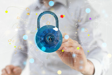 Security Shield concept, data protection. Shield with dots and lines connectio
