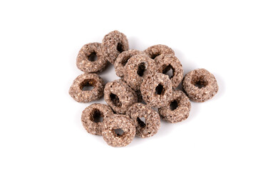 chocolate flakes on white background