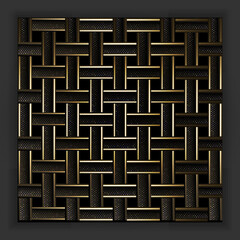 Textured gold line frame background, overlapping pattern, luxury and elegant grid decoration