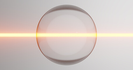 Render with a laser moving through a transparent ball