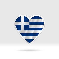 Heart from Greece flag. Silver button star and flag template. Easy editing and vector in groups. National flag vector illustration on white background.