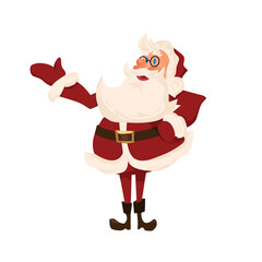 The character of Santa Claus. Christmas Nick. Funny Santa Claus for Christmas. Cartoon vector illustration.