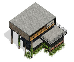 Casa Moderna vista isometrica